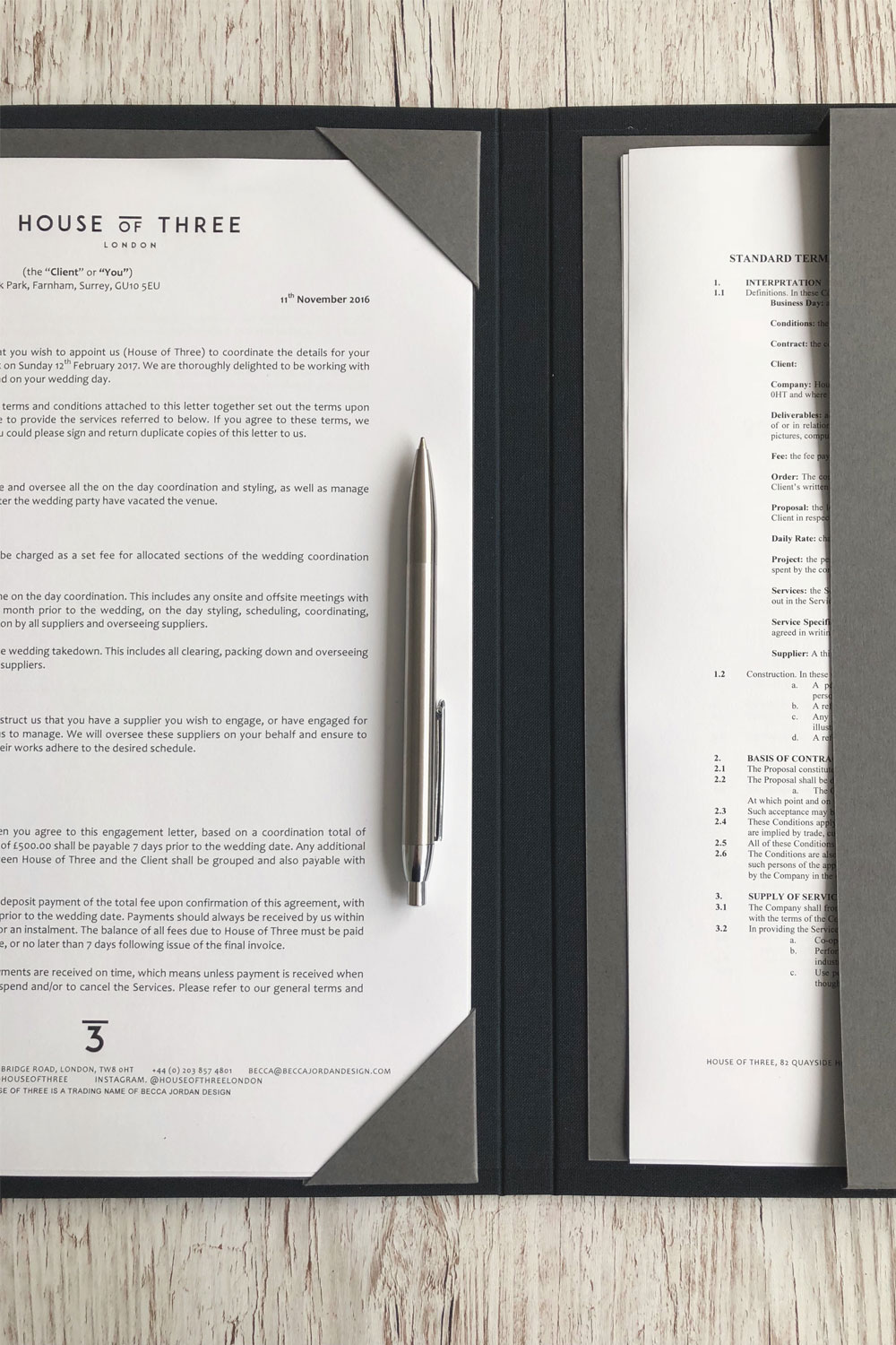 wedding supplier contracts
